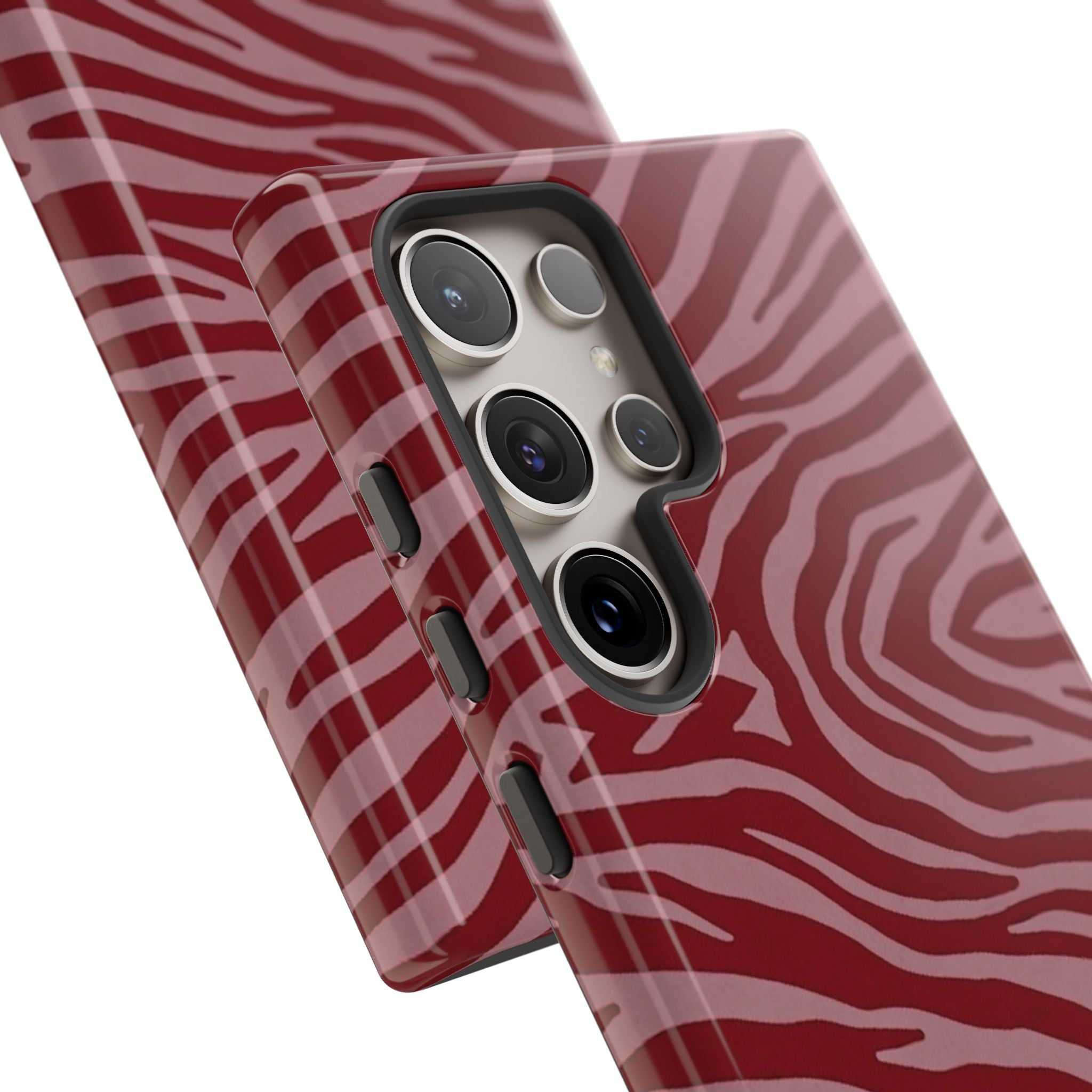 Cover robusta per telefono con stampa zebrata rossa