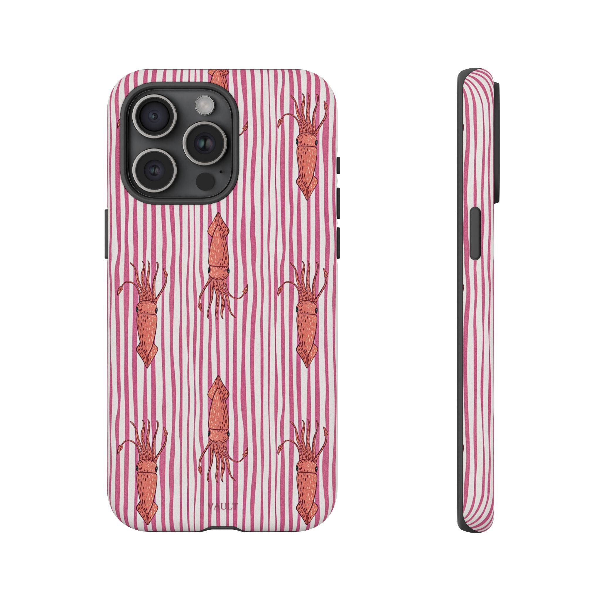 Cover per telefono con striscia di calamaro — Fantasia rosa di creature marine