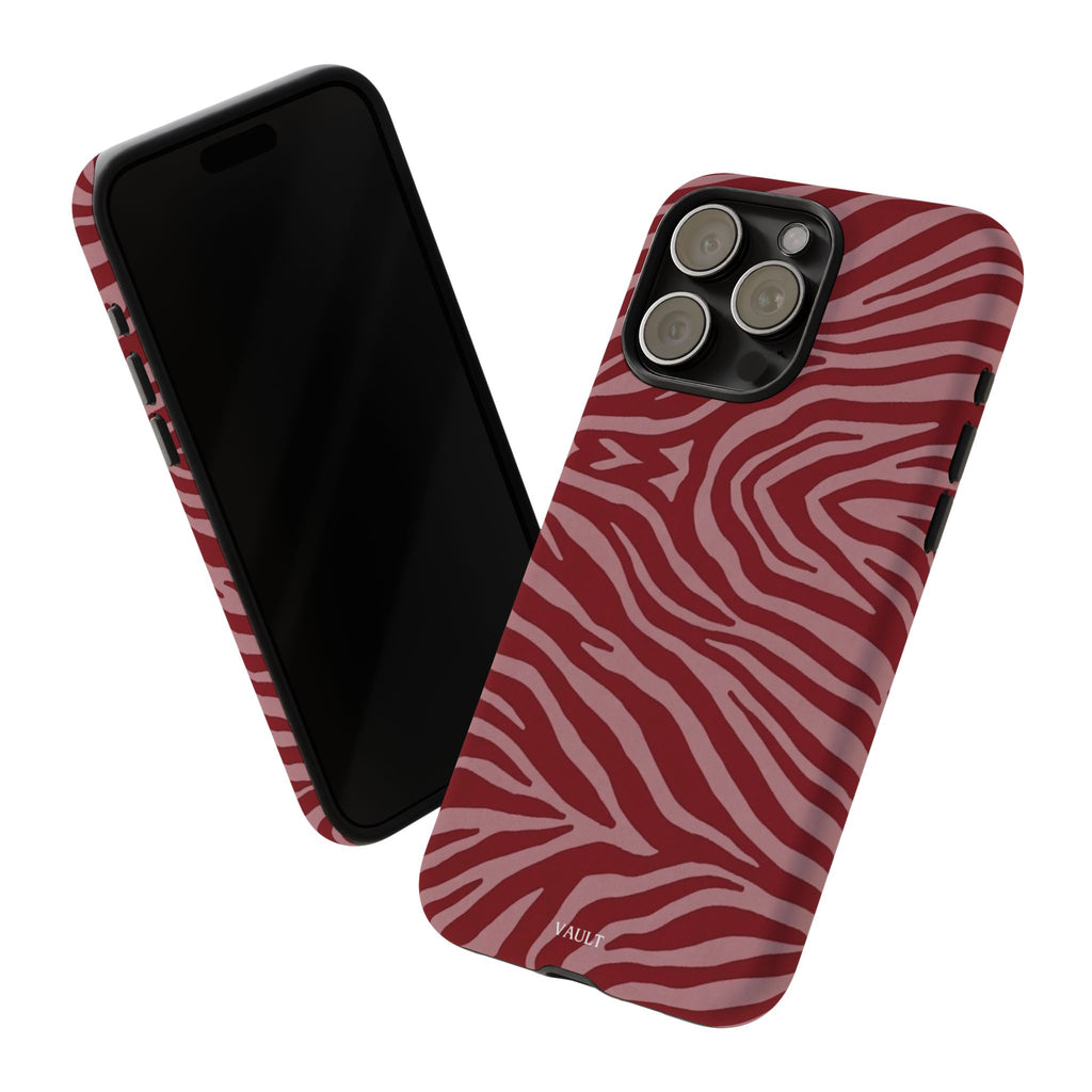Cover robusta per telefono con stampa zebrata rossa