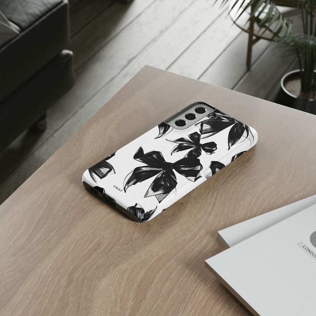 Floral Brushstroke Phone Case — Black & White Botanical Tough Case