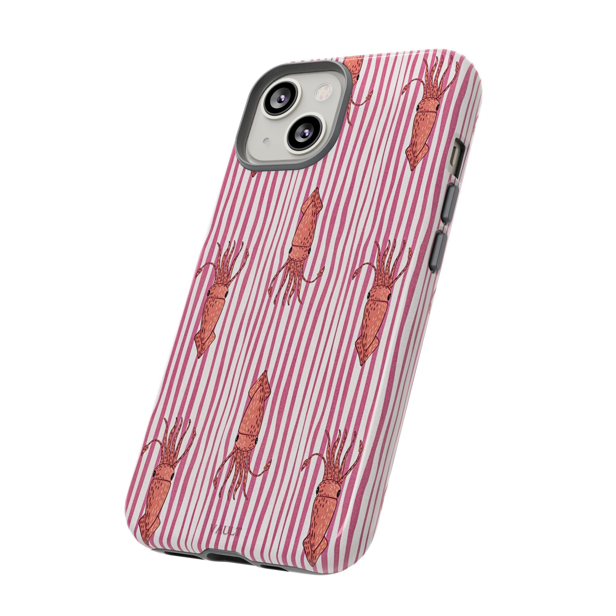 Cover per telefono con striscia di calamaro — Fantasia rosa di creature marine