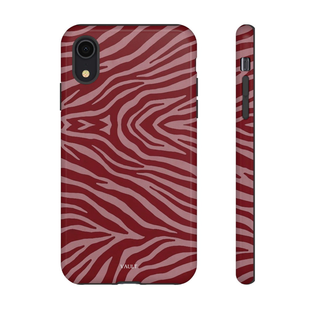 Cover robusta per telefono con stampa zebrata rossa