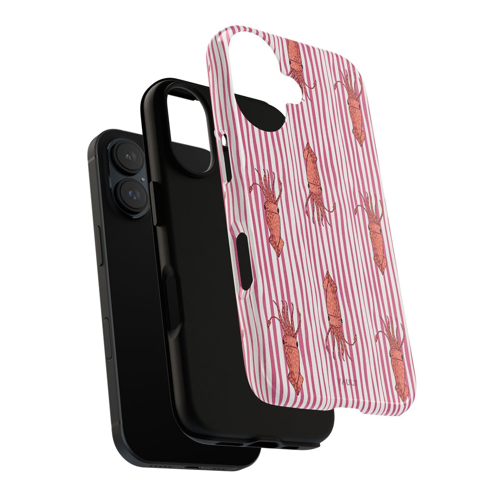 Cover per telefono con striscia di calamaro — Fantasia rosa di creature marine