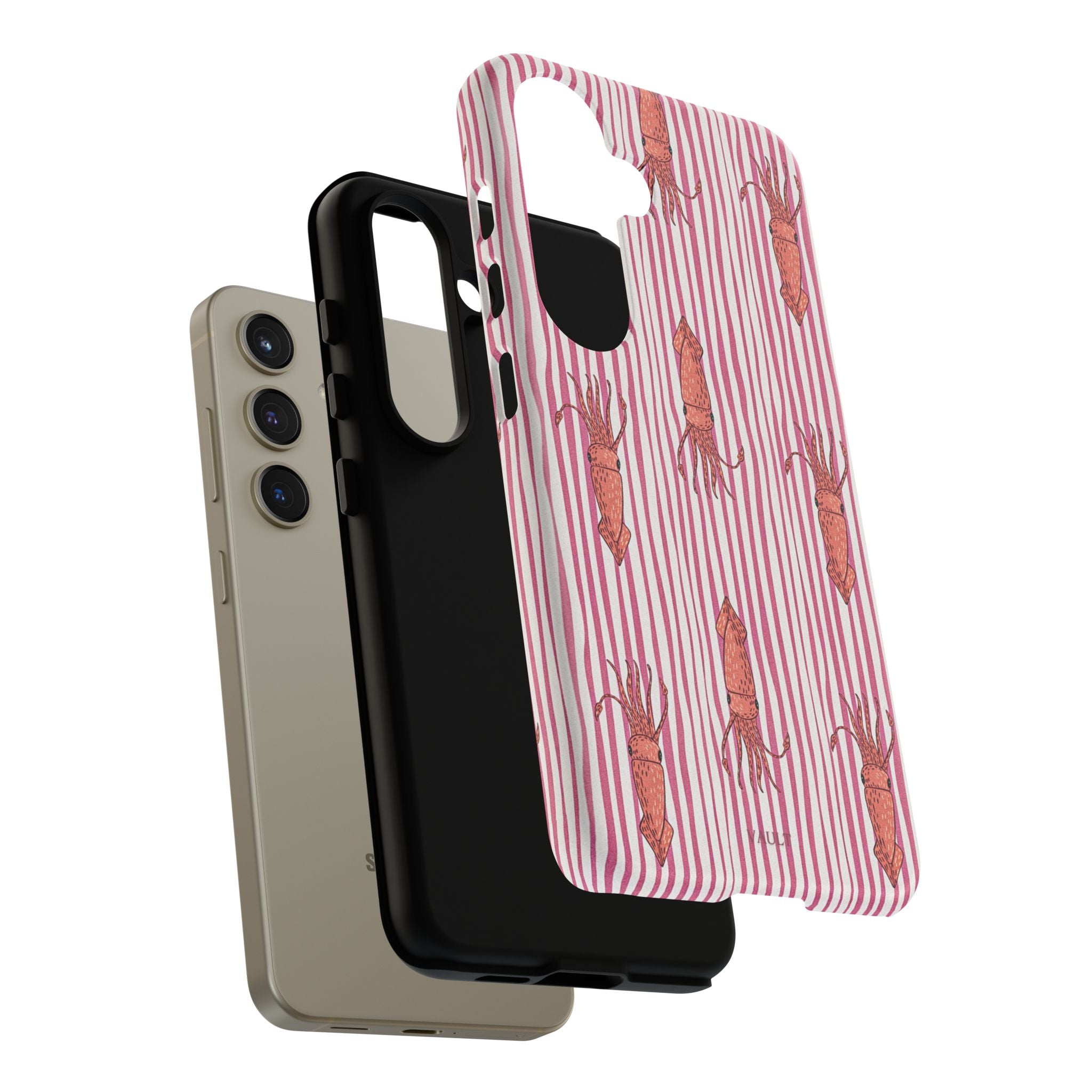 Cover per telefono con striscia di calamaro — Fantasia rosa di creature marine