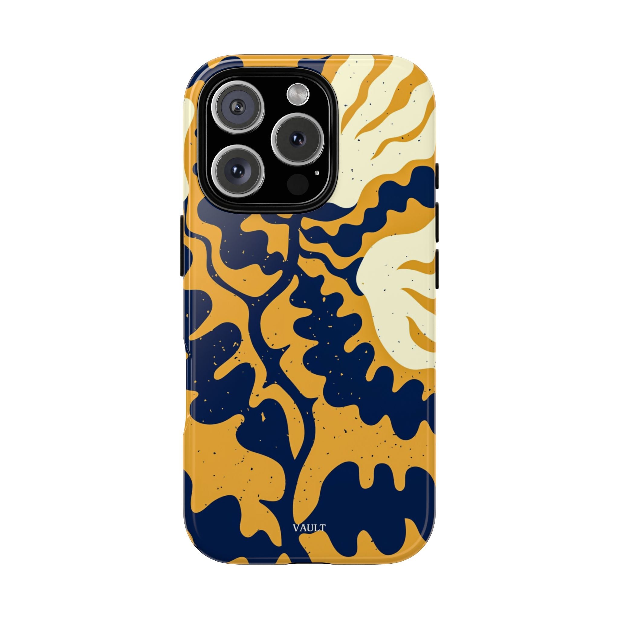 Bold Abstract Floral Phone Case (Navy & Mustard)
