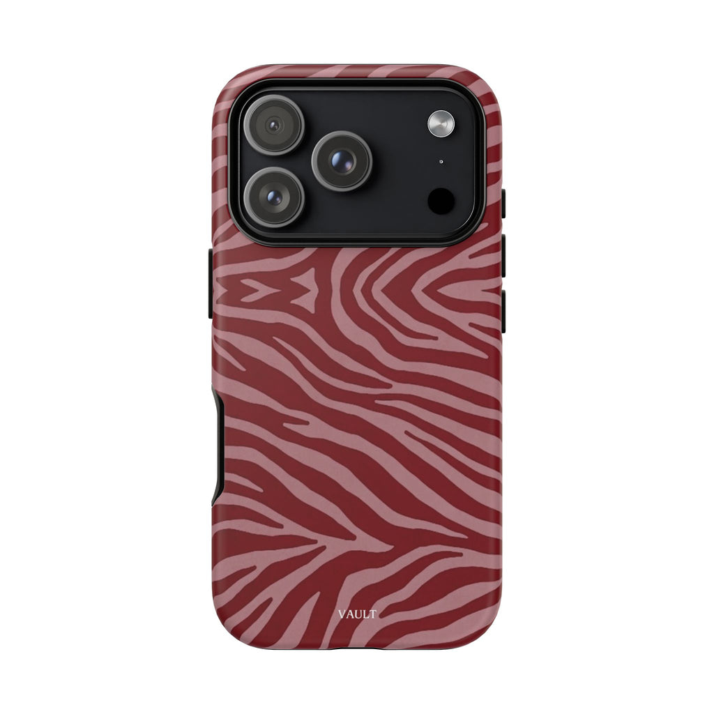 Cover robusta per telefono con stampa zebrata rossa
