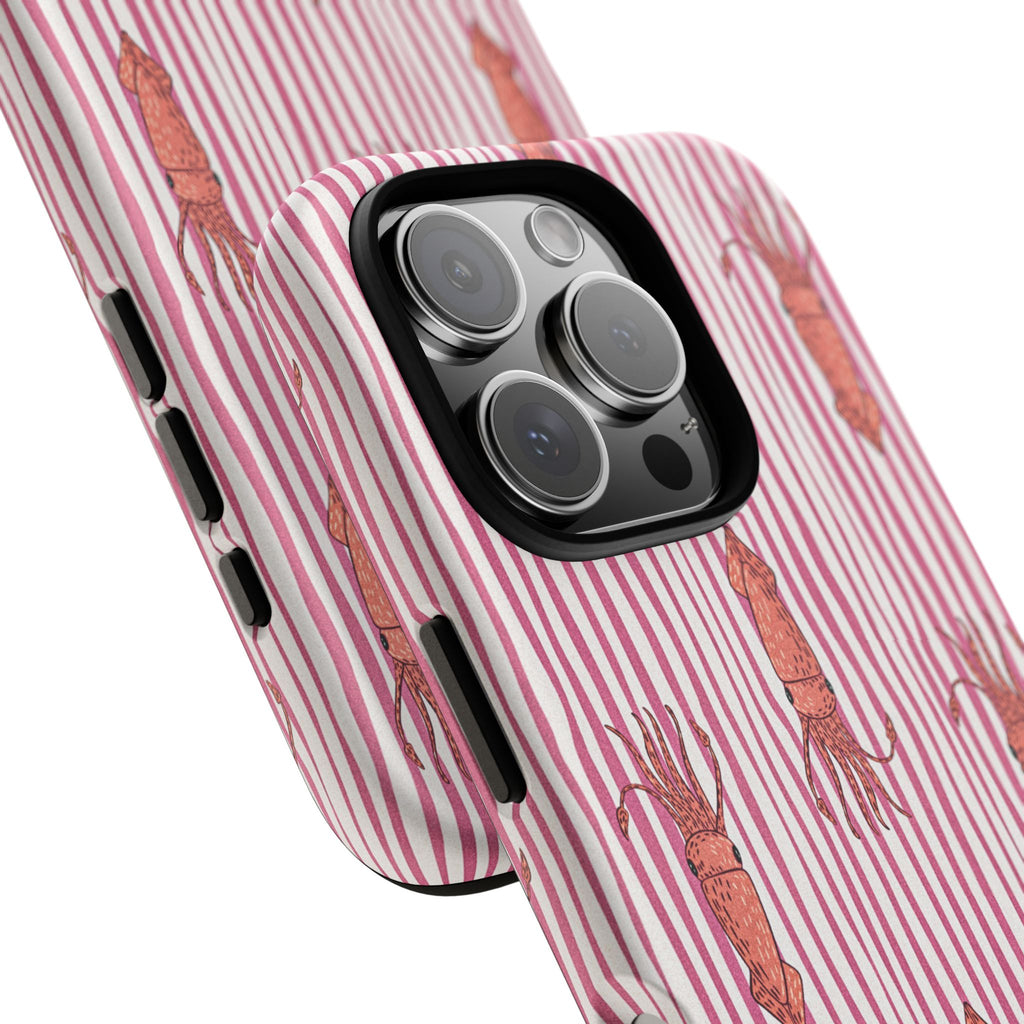 Cover per telefono con striscia di calamaro — Fantasia rosa di creature marine