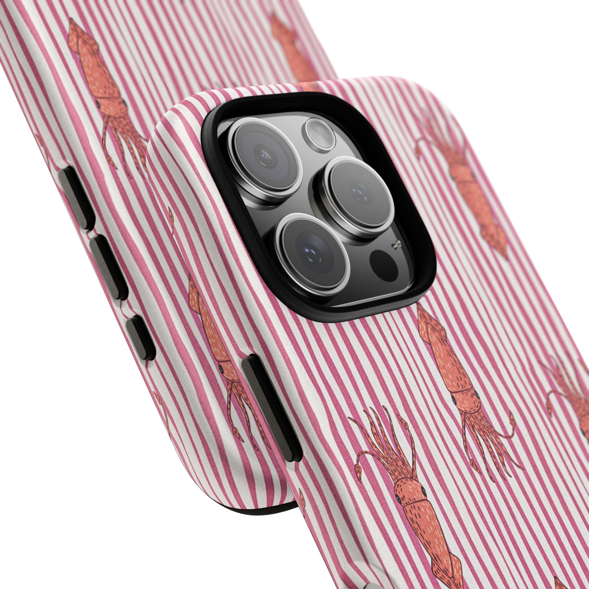 Cover per telefono con striscia di calamaro — Fantasia rosa di creature marine