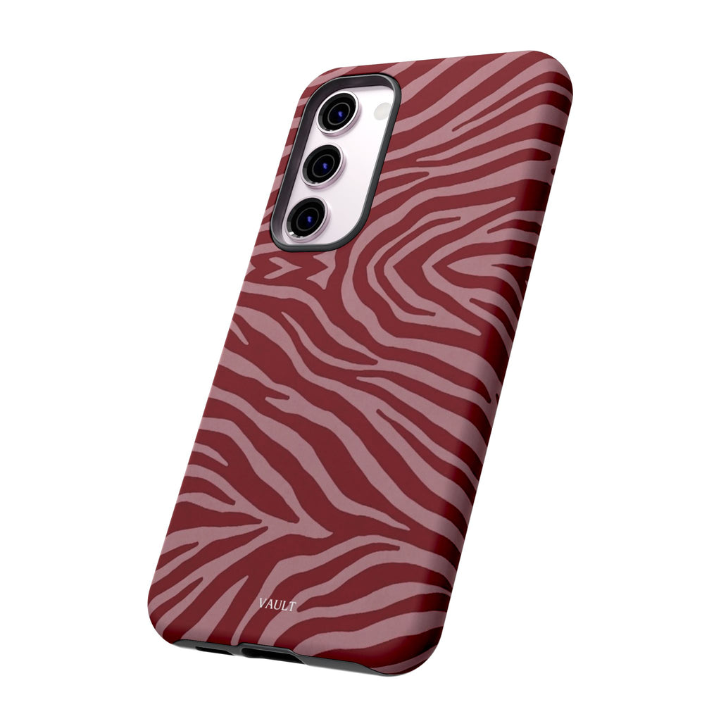Cover robusta per telefono con stampa zebrata rossa