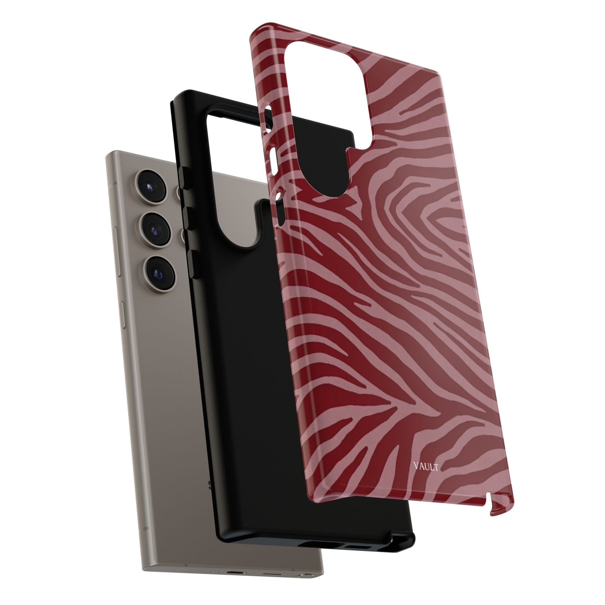 Cover robusta per telefono con stampa zebrata rossa