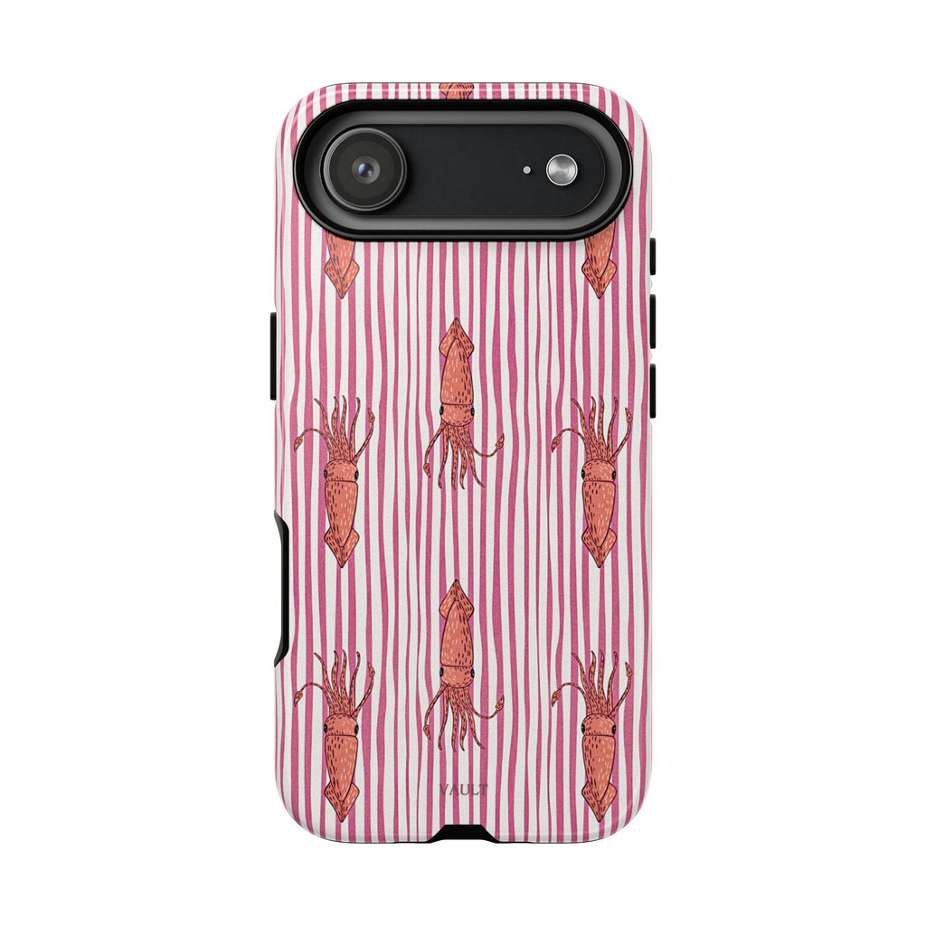 Cover per telefono con striscia di calamaro — Fantasia rosa di creature marine