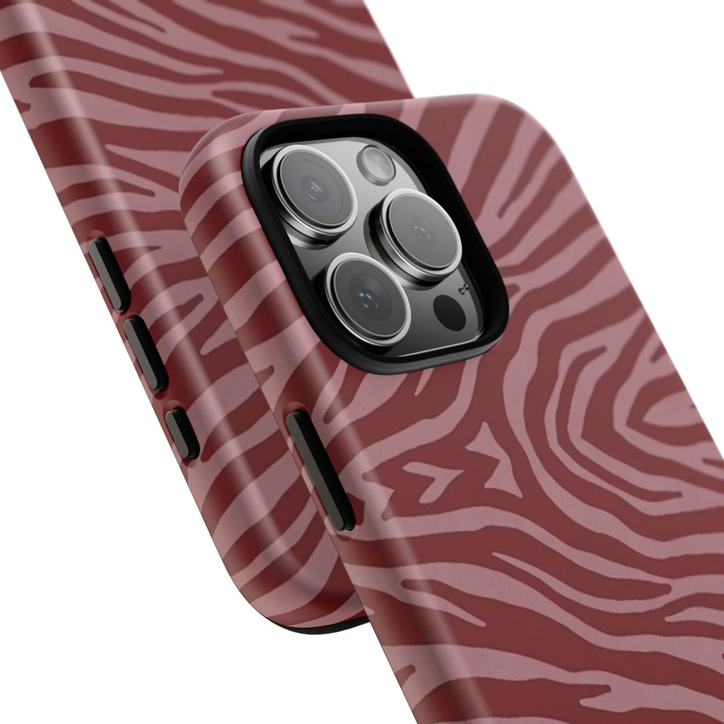 Cover robusta per telefono con stampa zebrata rossa