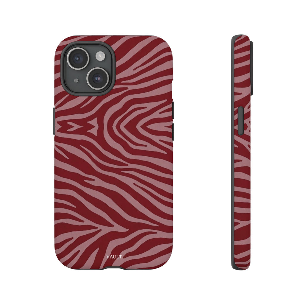 Cover robusta per telefono con stampa zebrata rossa