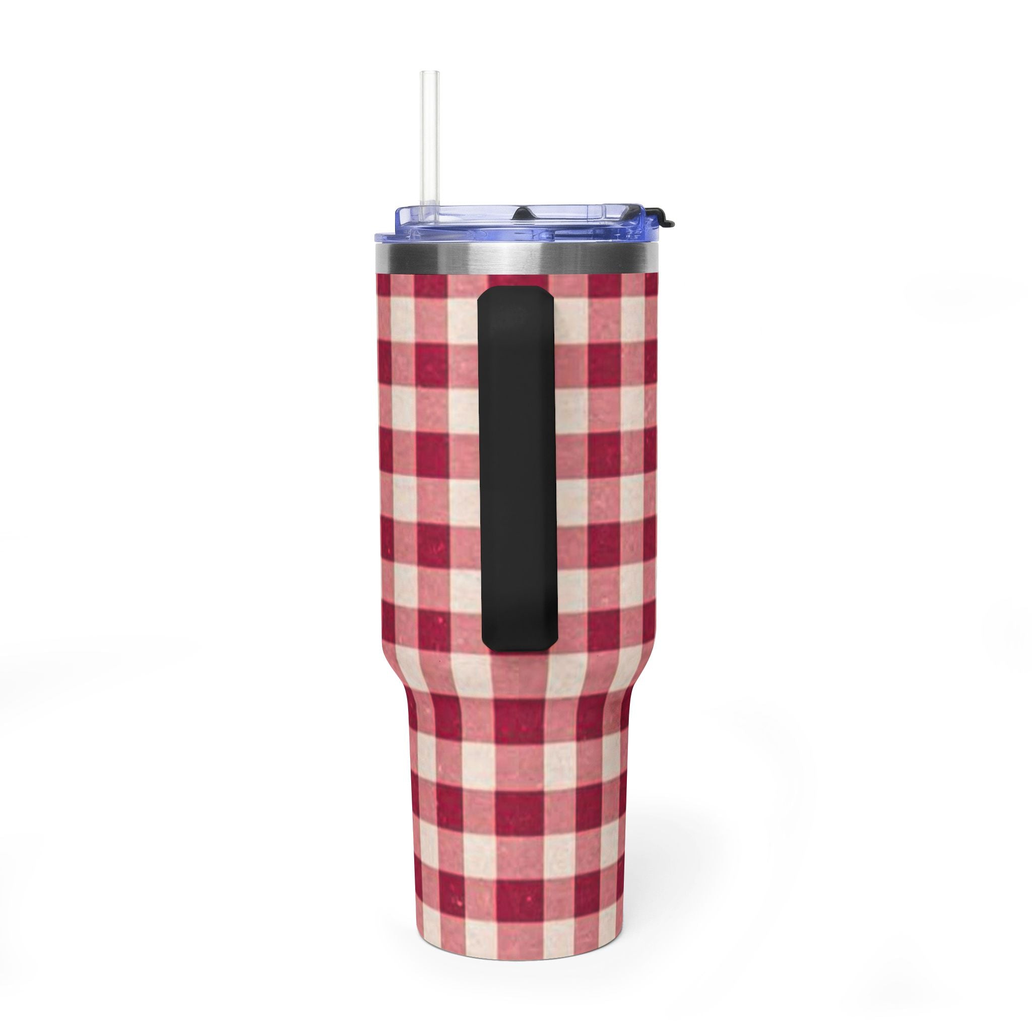 40oz Vacuum Tumbler — Red Buffalo Plaid Insulated Travel Mug