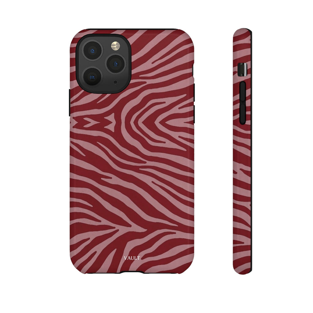 Cover robusta per telefono con stampa zebrata rossa
