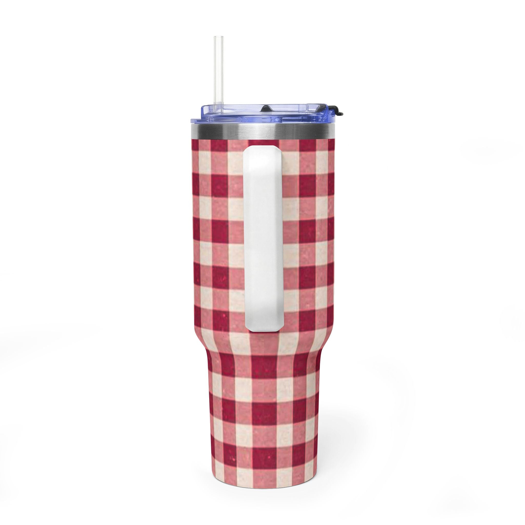 40oz Vacuum Tumbler — Red Buffalo Plaid Insulated Travel Mug