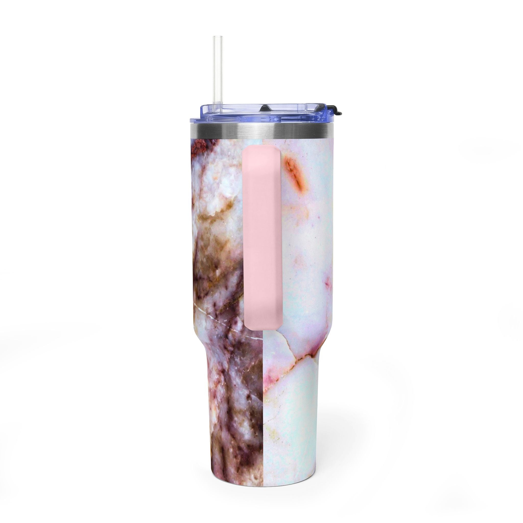 40oz Marble Rose Quartz Vacuum Tumbler – Insulated Travel Mug