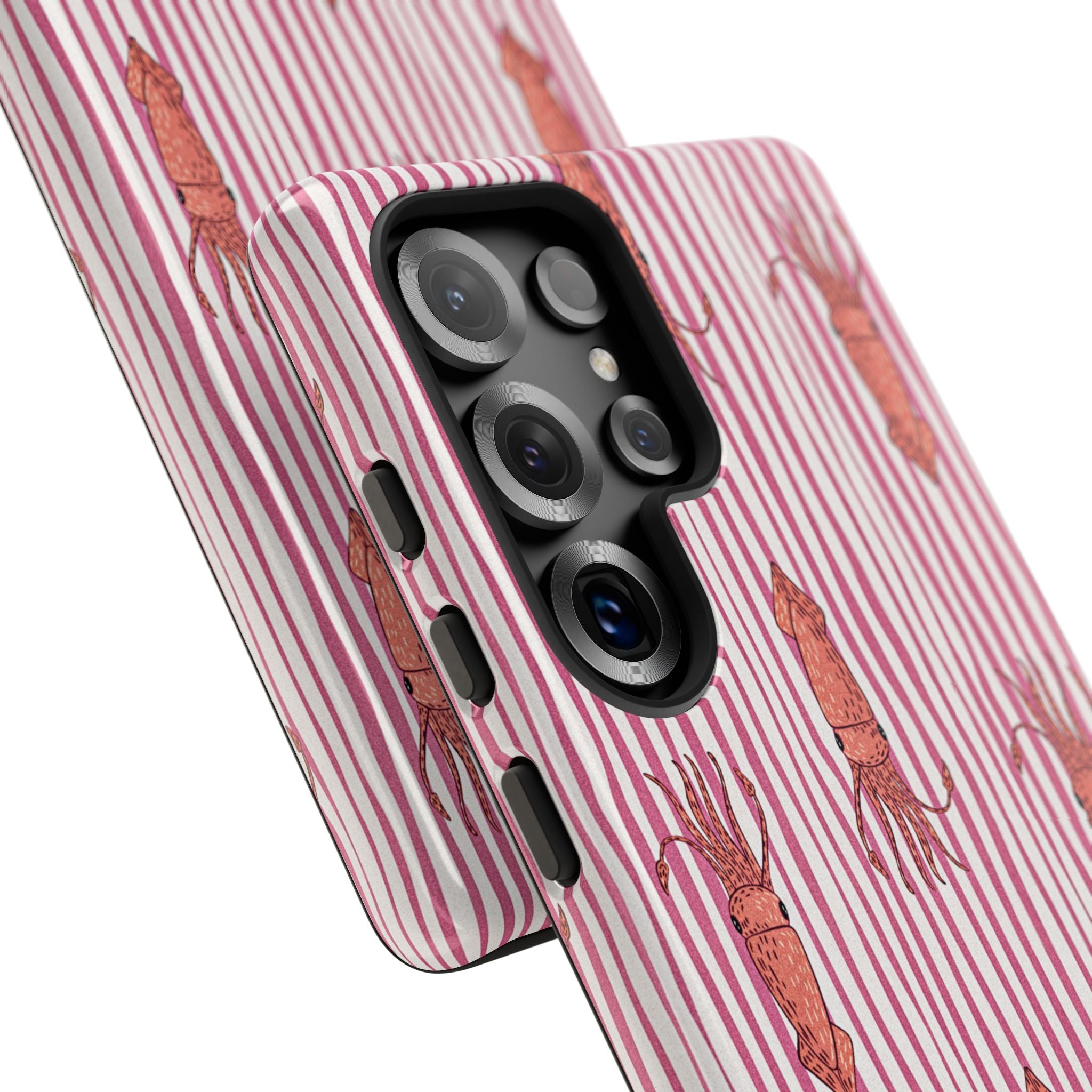 Cover per telefono con striscia di calamaro — Fantasia rosa di creature marine