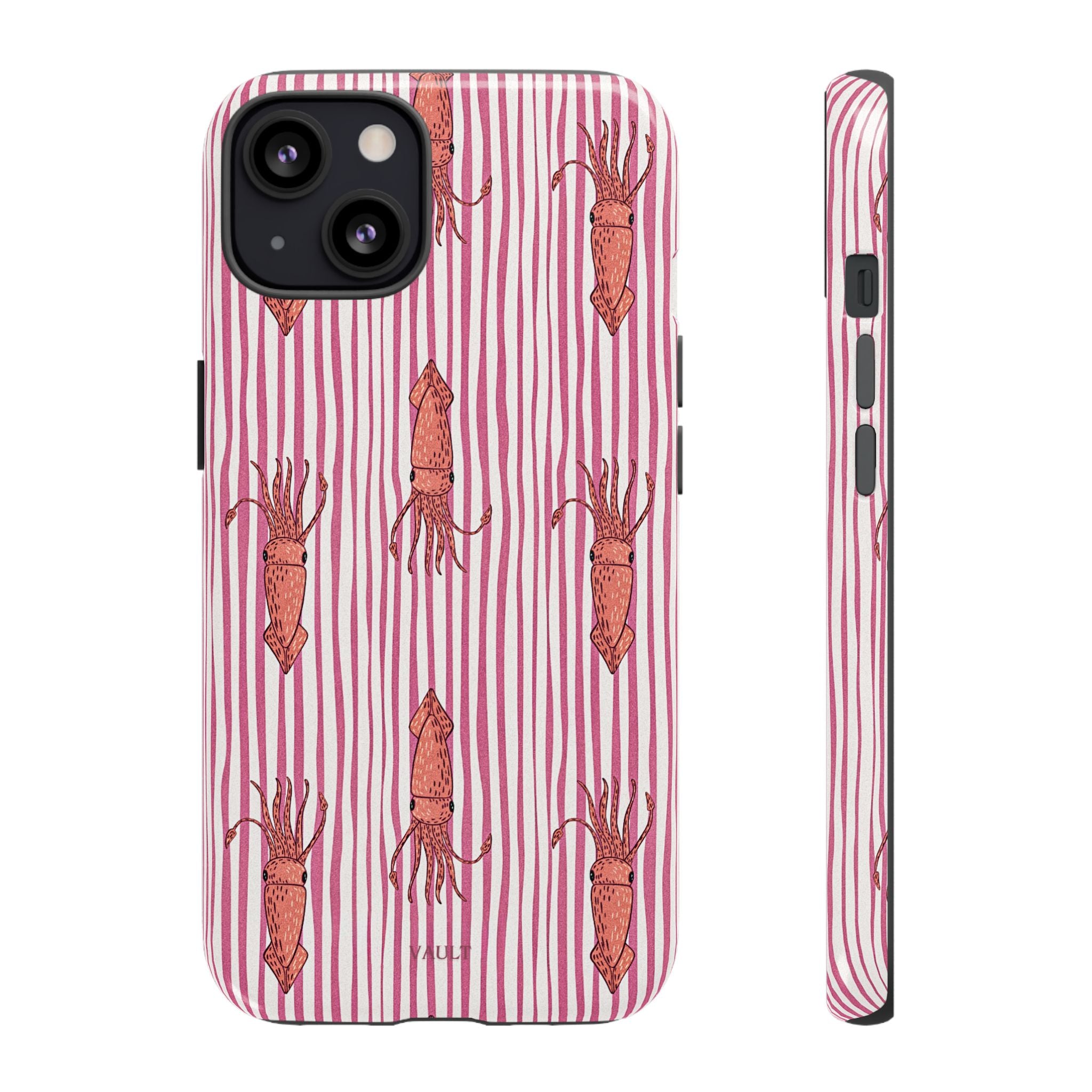 Cover per telefono con striscia di calamaro — Fantasia rosa di creature marine