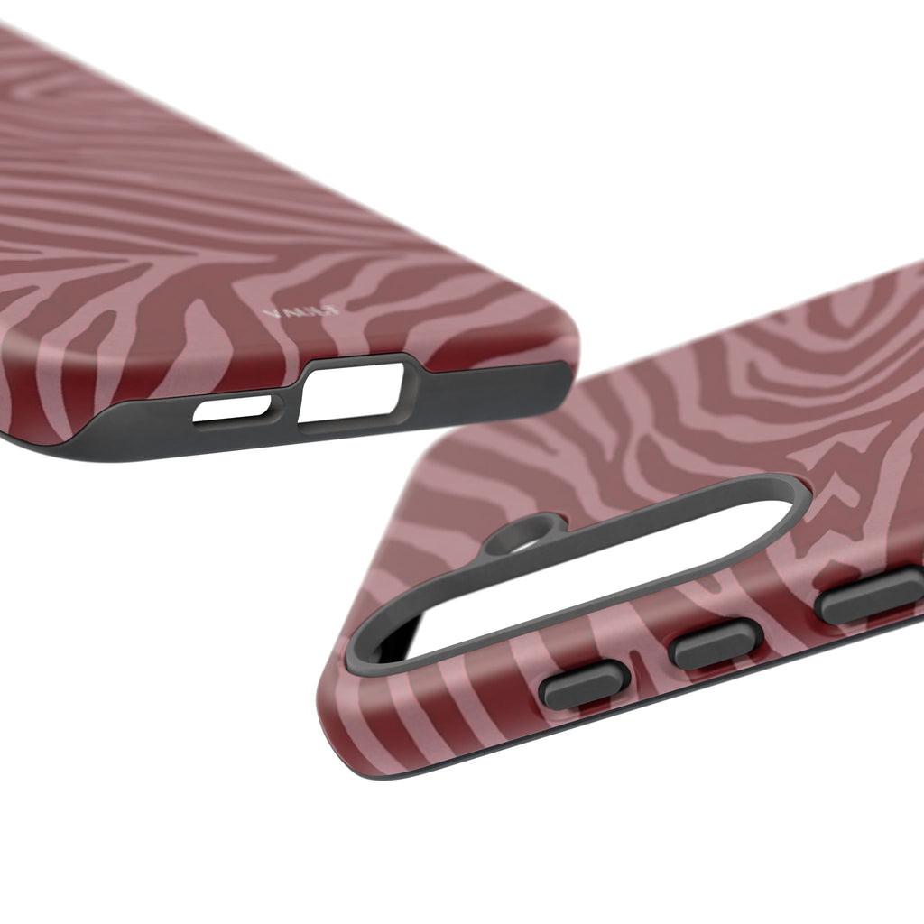 Cover robusta per telefono con stampa zebrata rossa