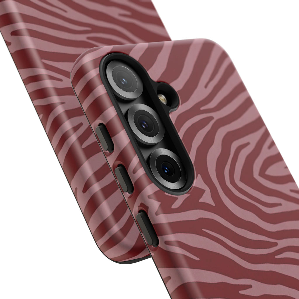 Cover robusta per telefono con stampa zebrata rossa