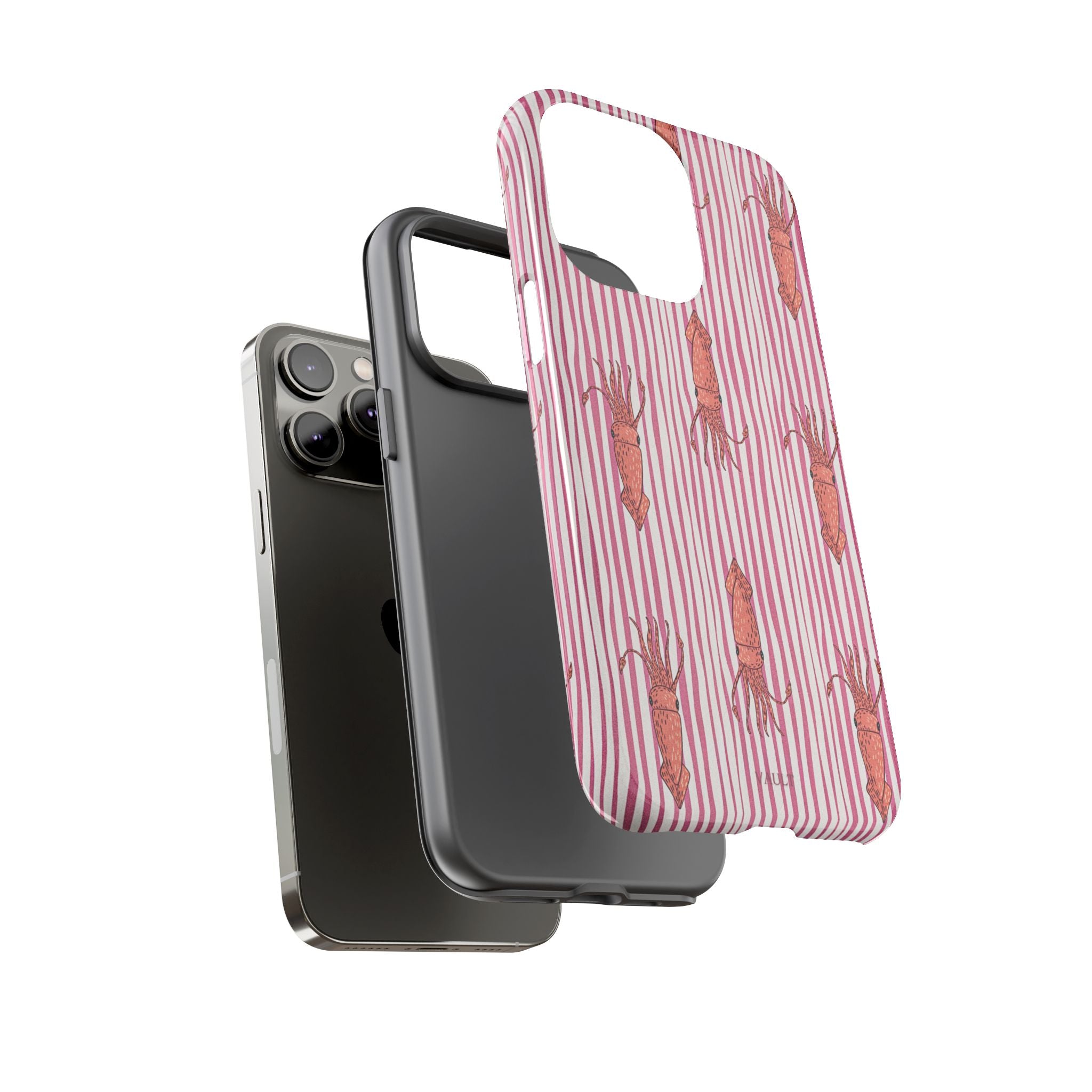 Cover per telefono con striscia di calamaro — Fantasia rosa di creature marine