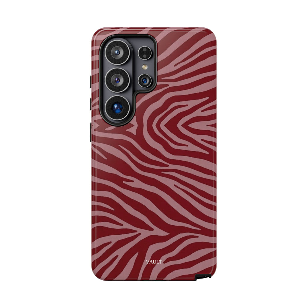 Cover robusta per telefono con stampa zebrata rossa
