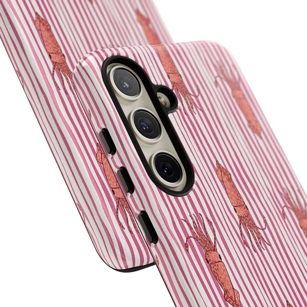 Cover per telefono con striscia di calamaro — Fantasia rosa di creature marine