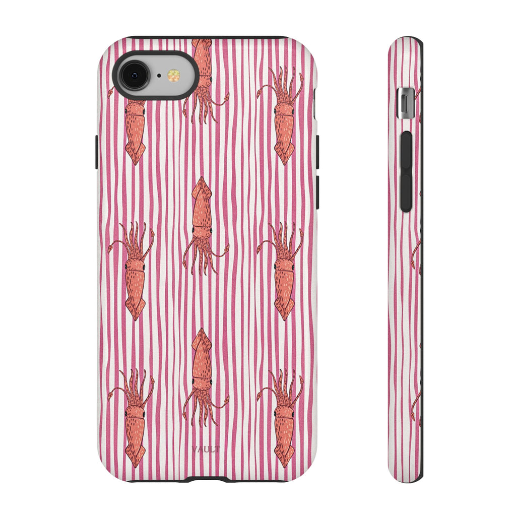 Cover per telefono con striscia di calamaro — Fantasia rosa di creature marine