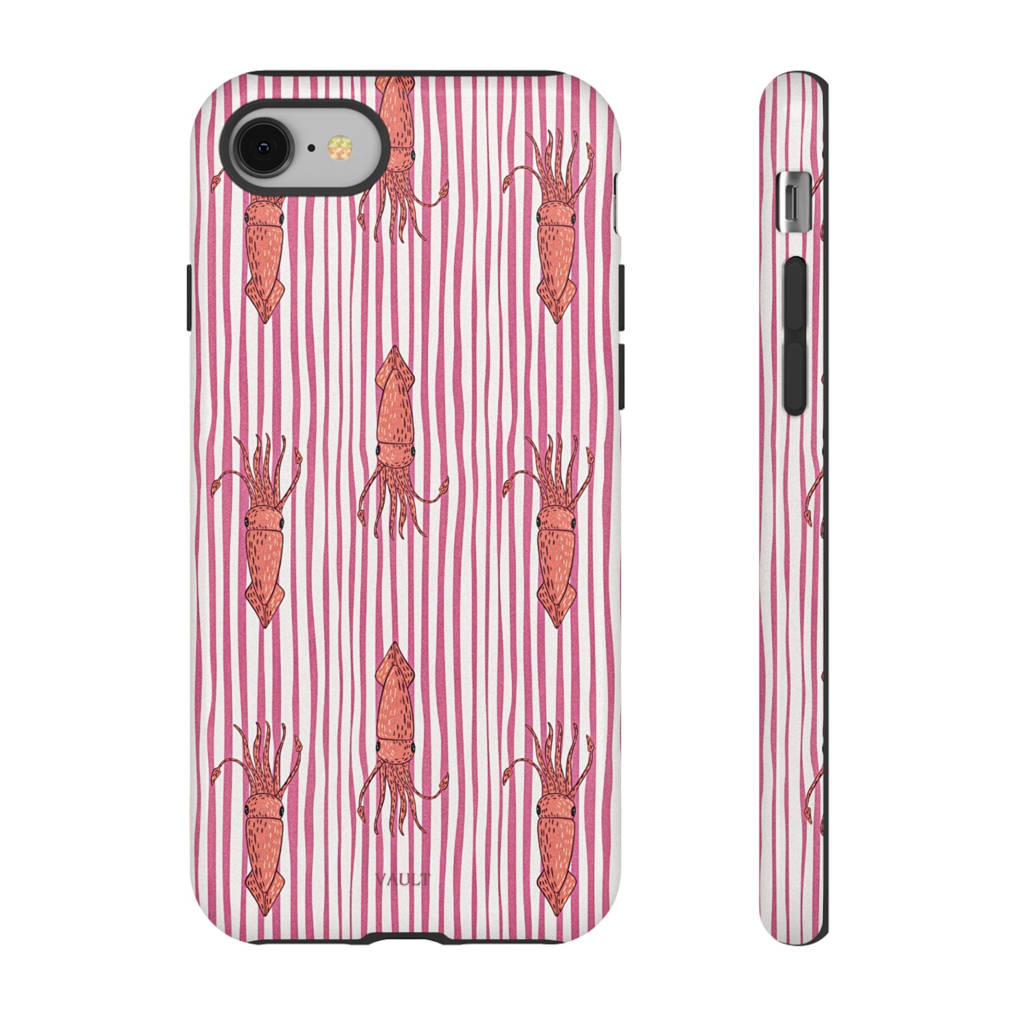 Cover per telefono con striscia di calamaro — Fantasia rosa di creature marine