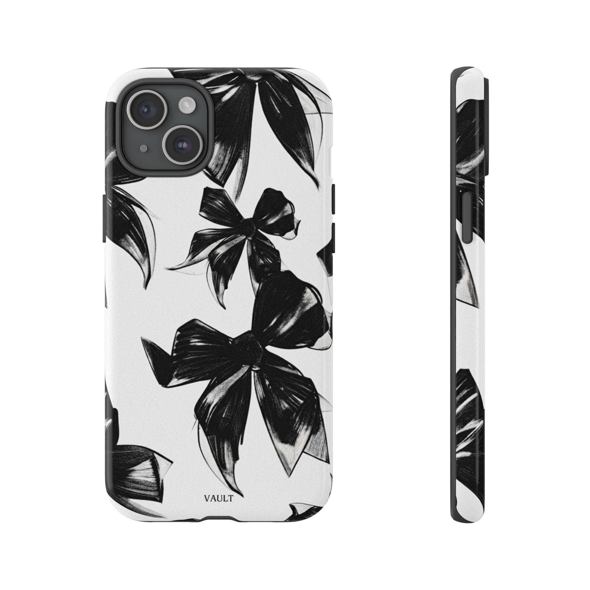 Floral Brushstroke Phone Case — Black & White Botanical Tough Case