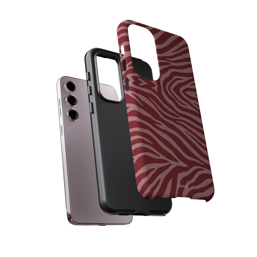 Cover robusta per telefono con stampa zebrata rossa