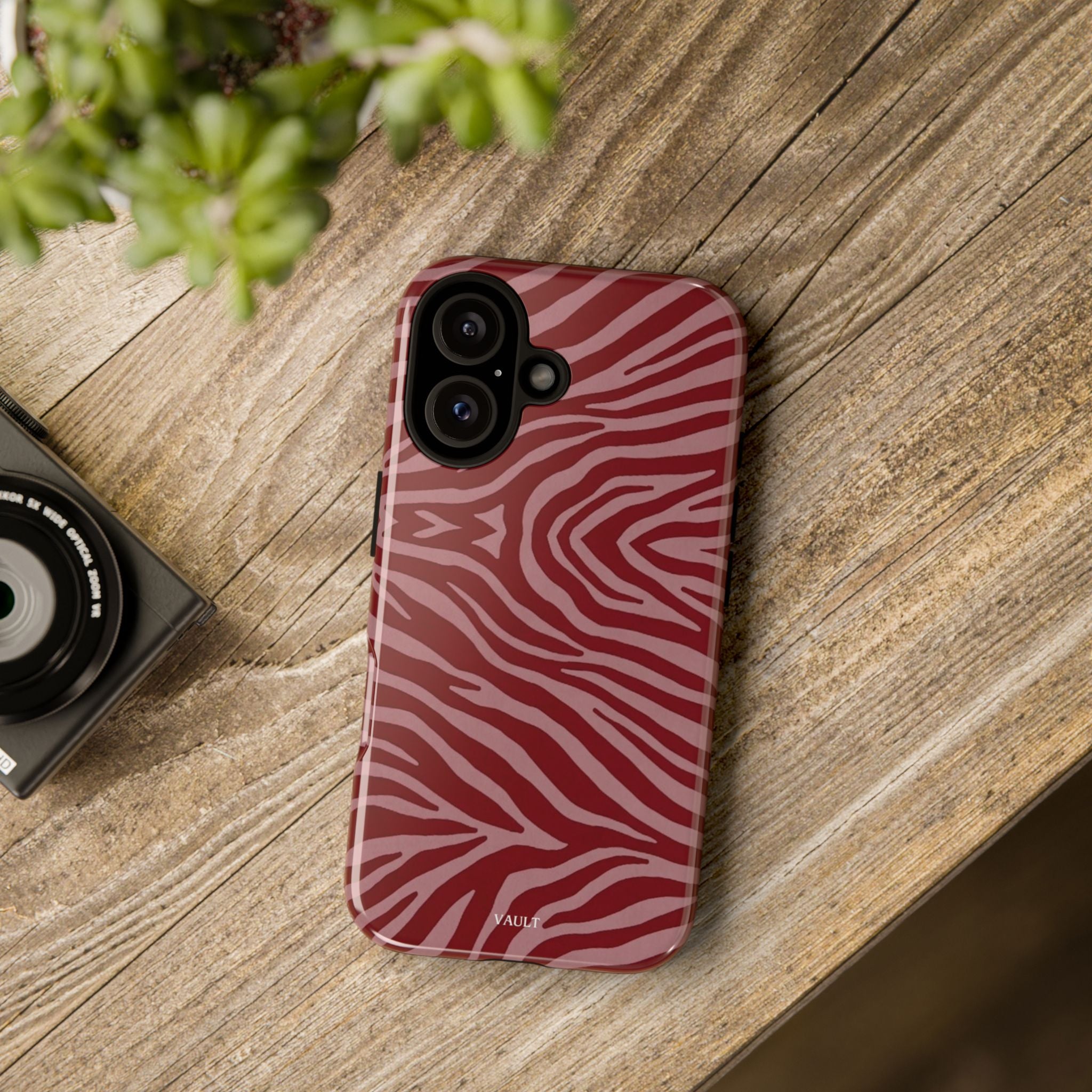 Cover robusta per telefono con stampa zebrata rossa