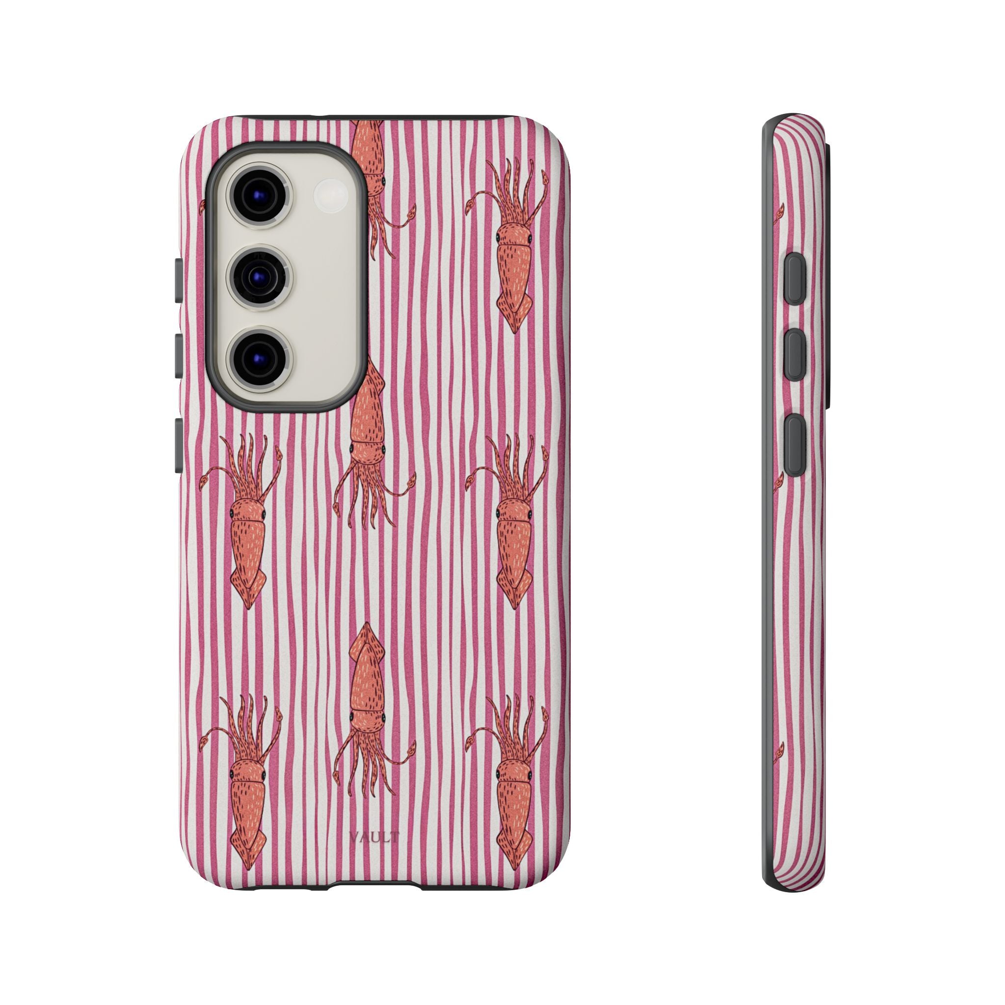 Cover per telefono con striscia di calamaro — Fantasia rosa di creature marine