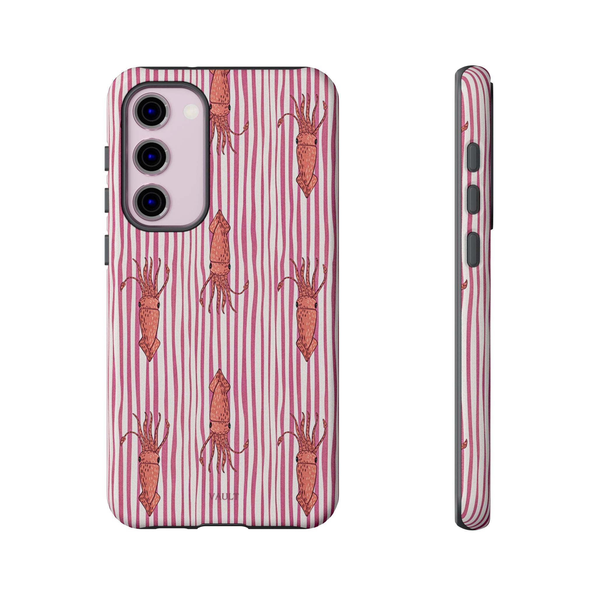 Cover per telefono con striscia di calamaro — Fantasia rosa di creature marine