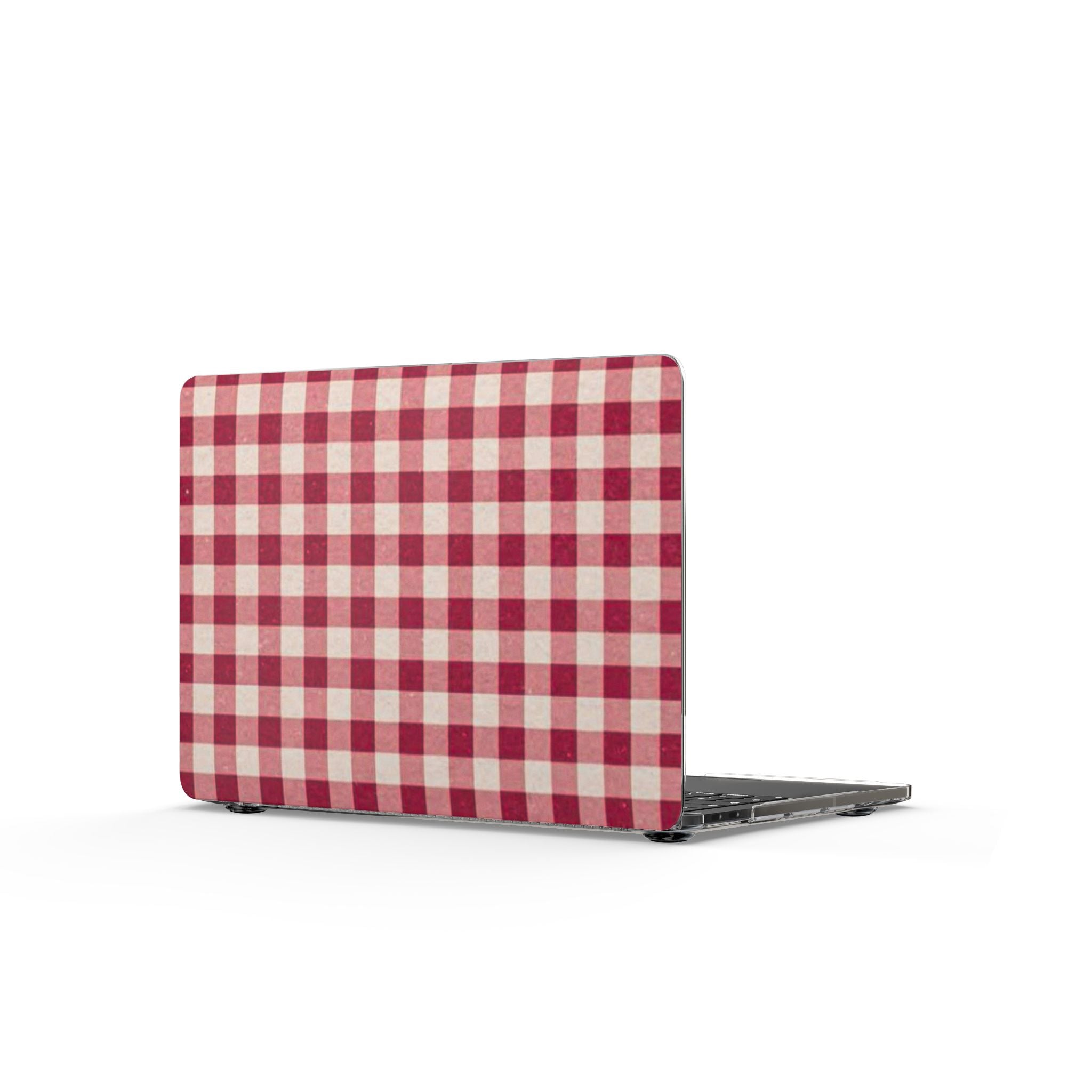 Red Gingham Clear MacBook Case — Plaid Laptop Cover, Classic Farmhouse Style