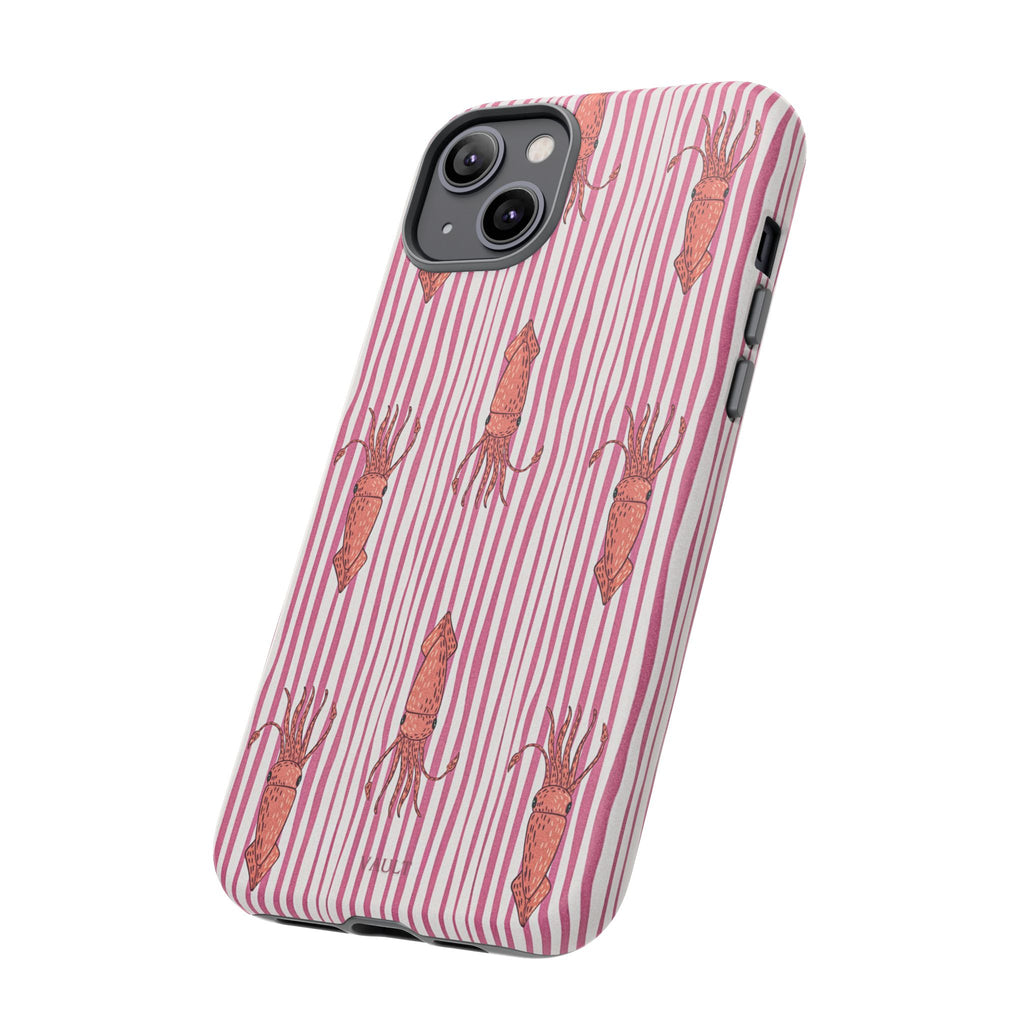 Cover per telefono con striscia di calamaro — Fantasia rosa di creature marine