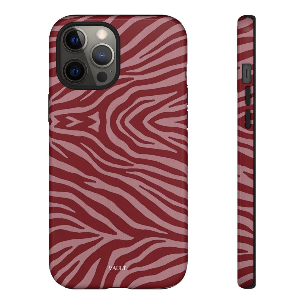 Cover robusta per telefono con stampa zebrata rossa