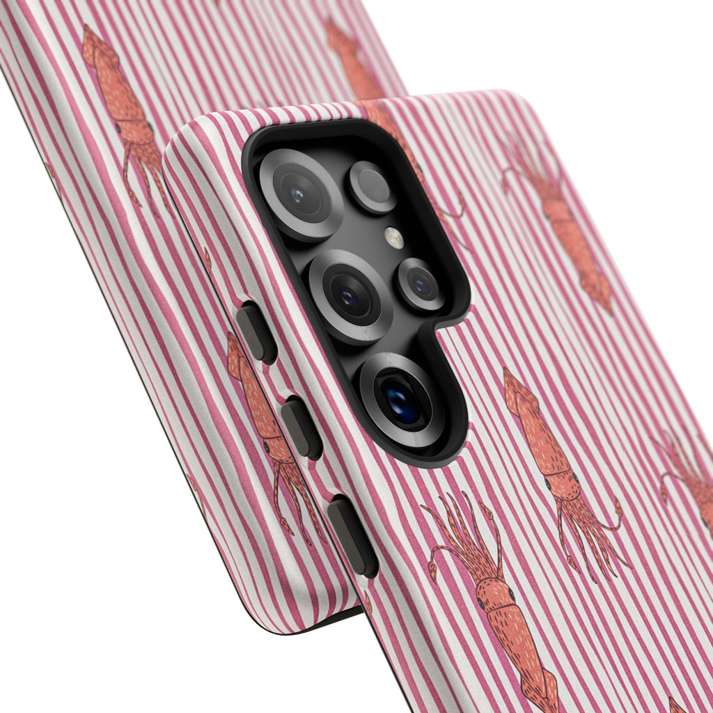 Cover per telefono con striscia di calamaro — Fantasia rosa di creature marine