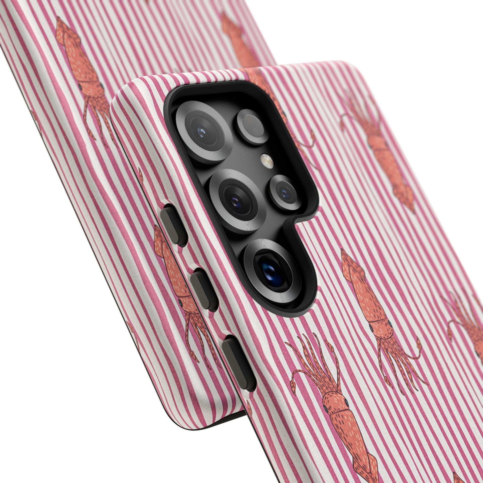 Cover per telefono con striscia di calamaro — Fantasia rosa di creature marine
