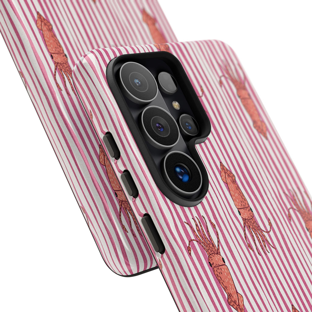 Cover per telefono con striscia di calamaro — Fantasia rosa di creature marine
