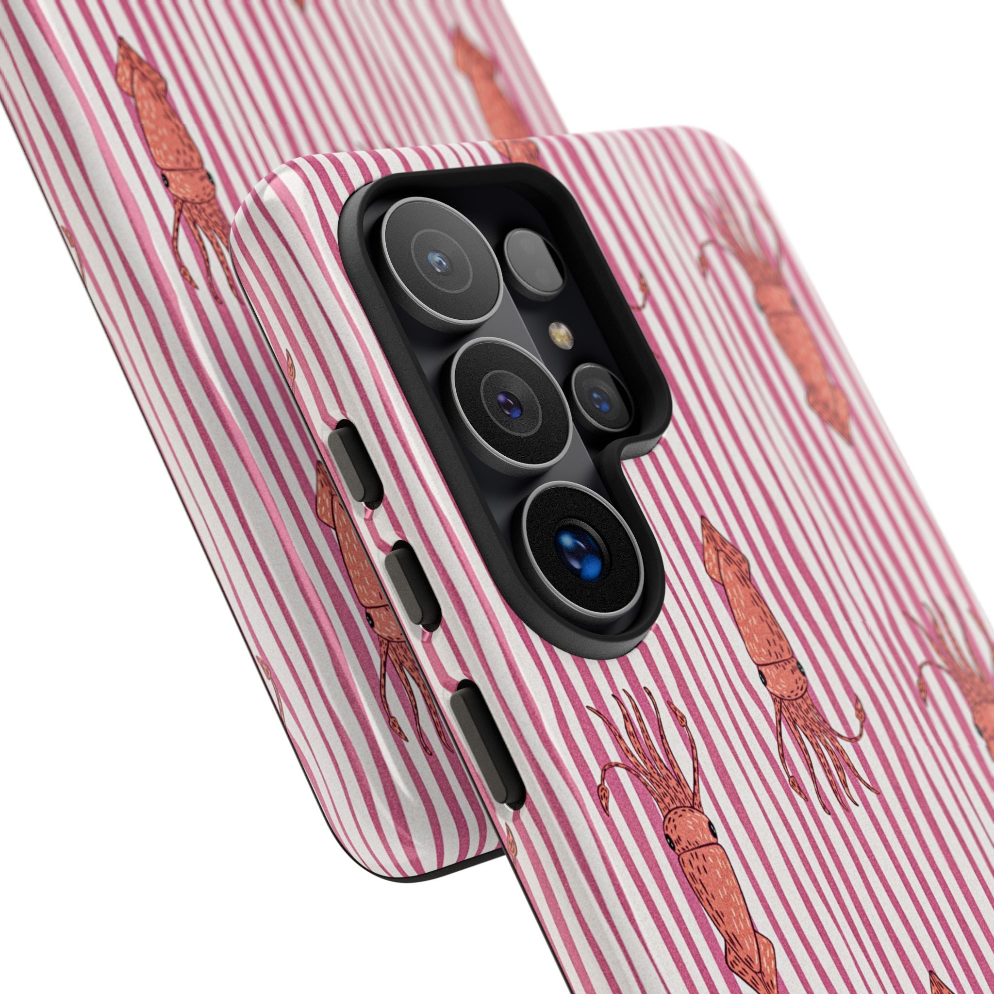Cover per telefono con striscia di calamaro — Fantasia rosa di creature marine