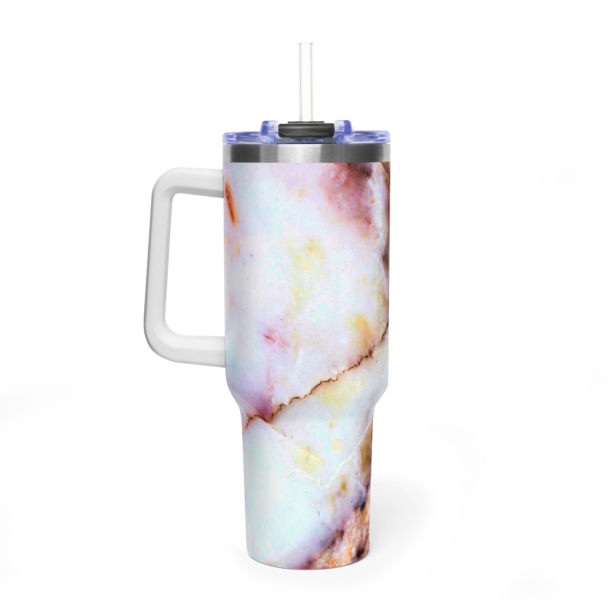 40oz Marble Rose Quartz Vacuum Tumbler – Insulated Travel Mug
