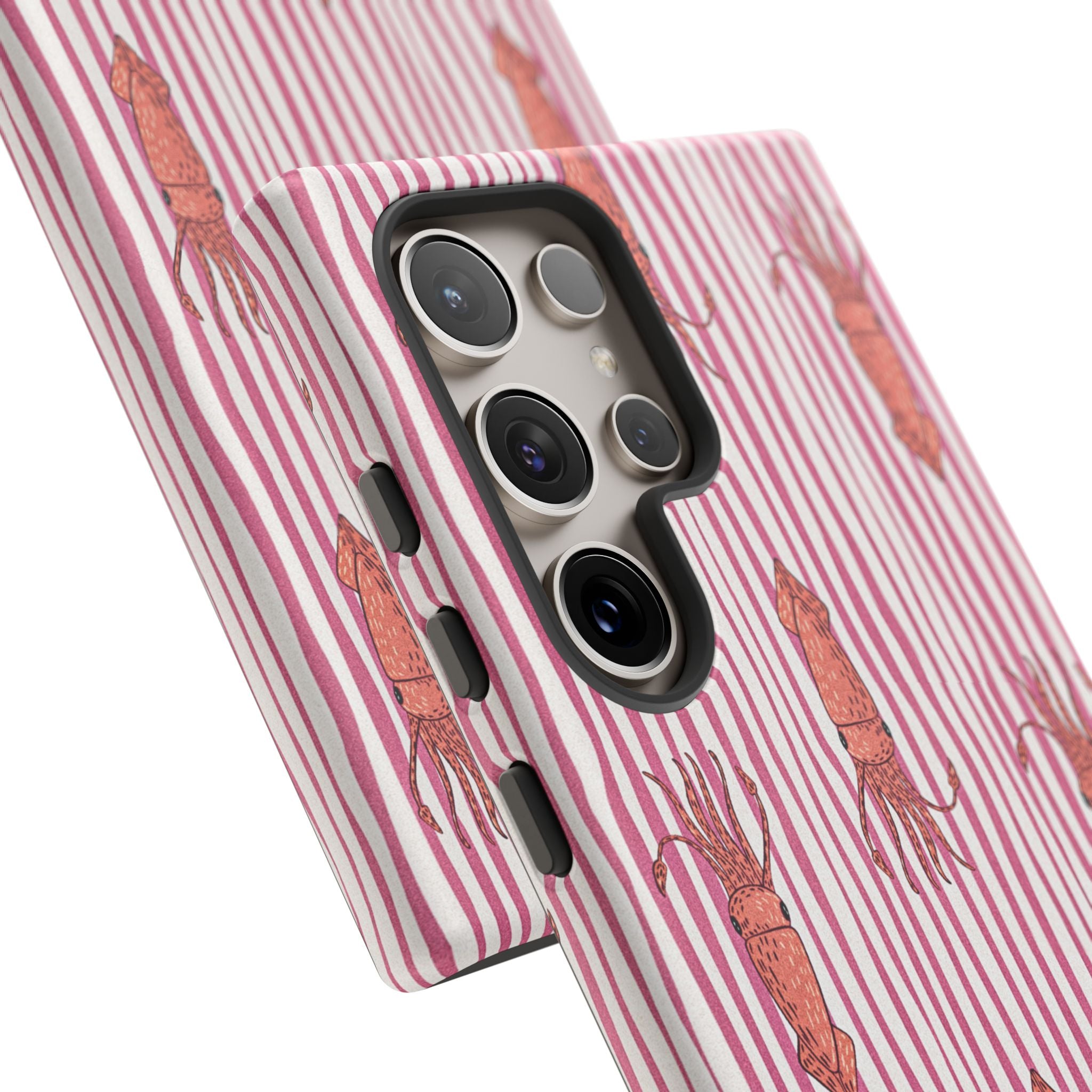 Cover per telefono con striscia di calamaro — Fantasia rosa di creature marine