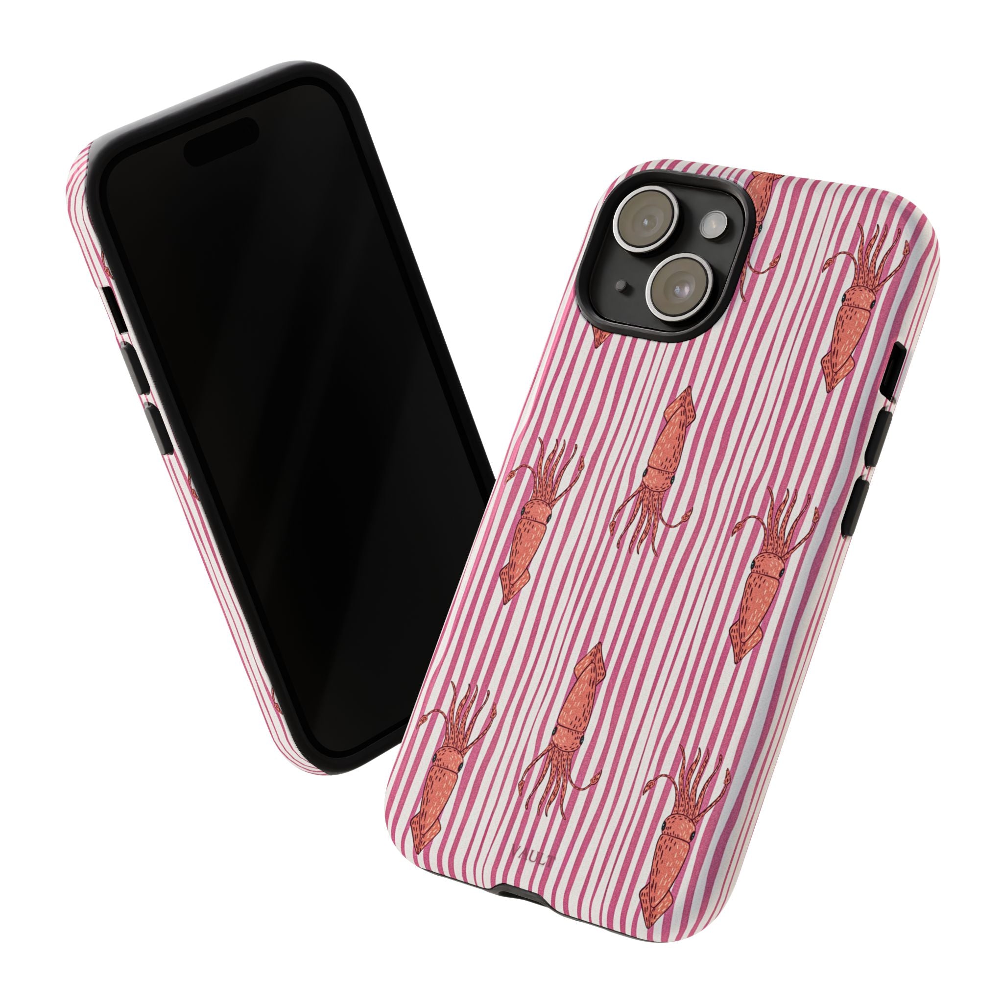 Cover per telefono con striscia di calamaro — Fantasia rosa di creature marine