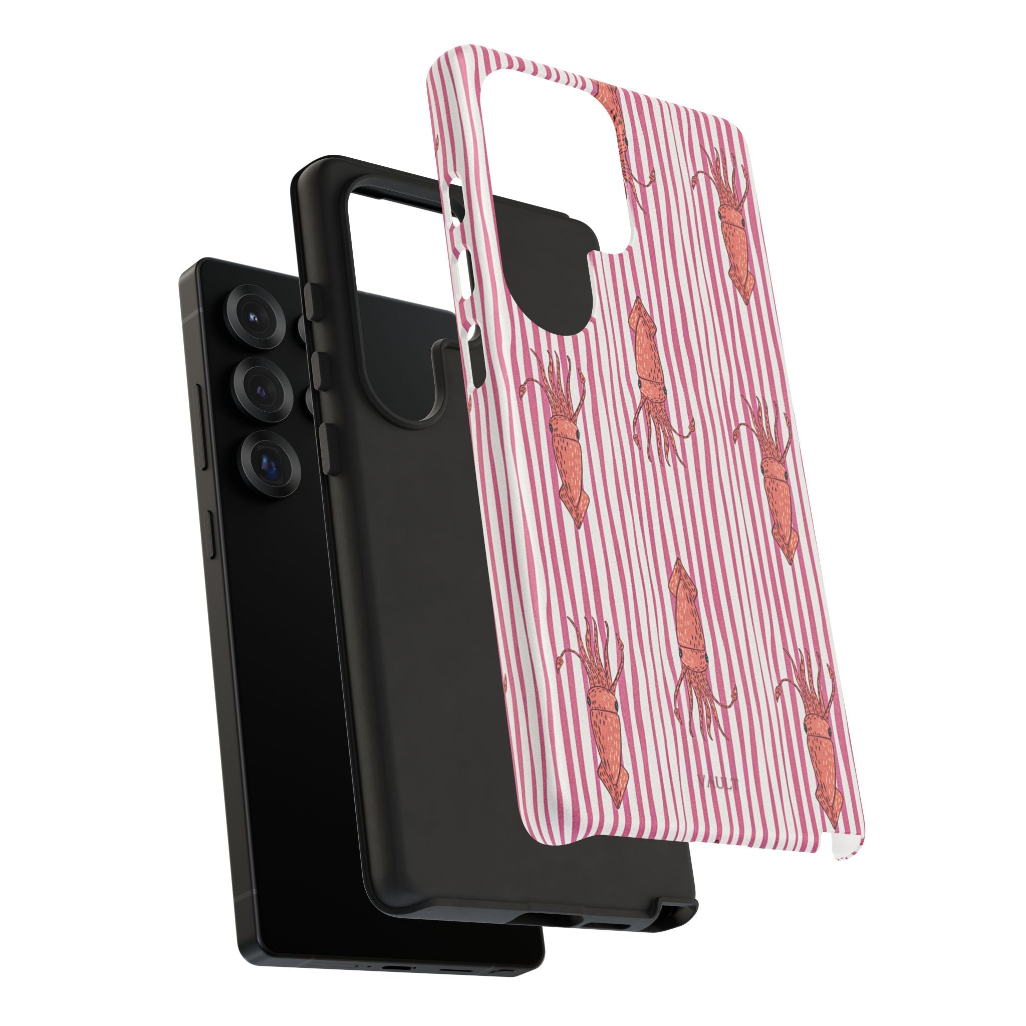 Cover per telefono con striscia di calamaro — Fantasia rosa di creature marine