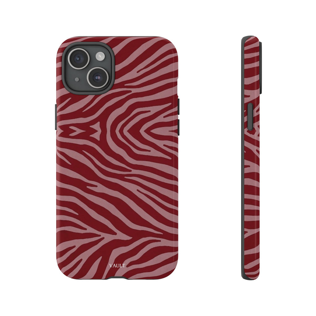 Cover robusta per telefono con stampa zebrata rossa