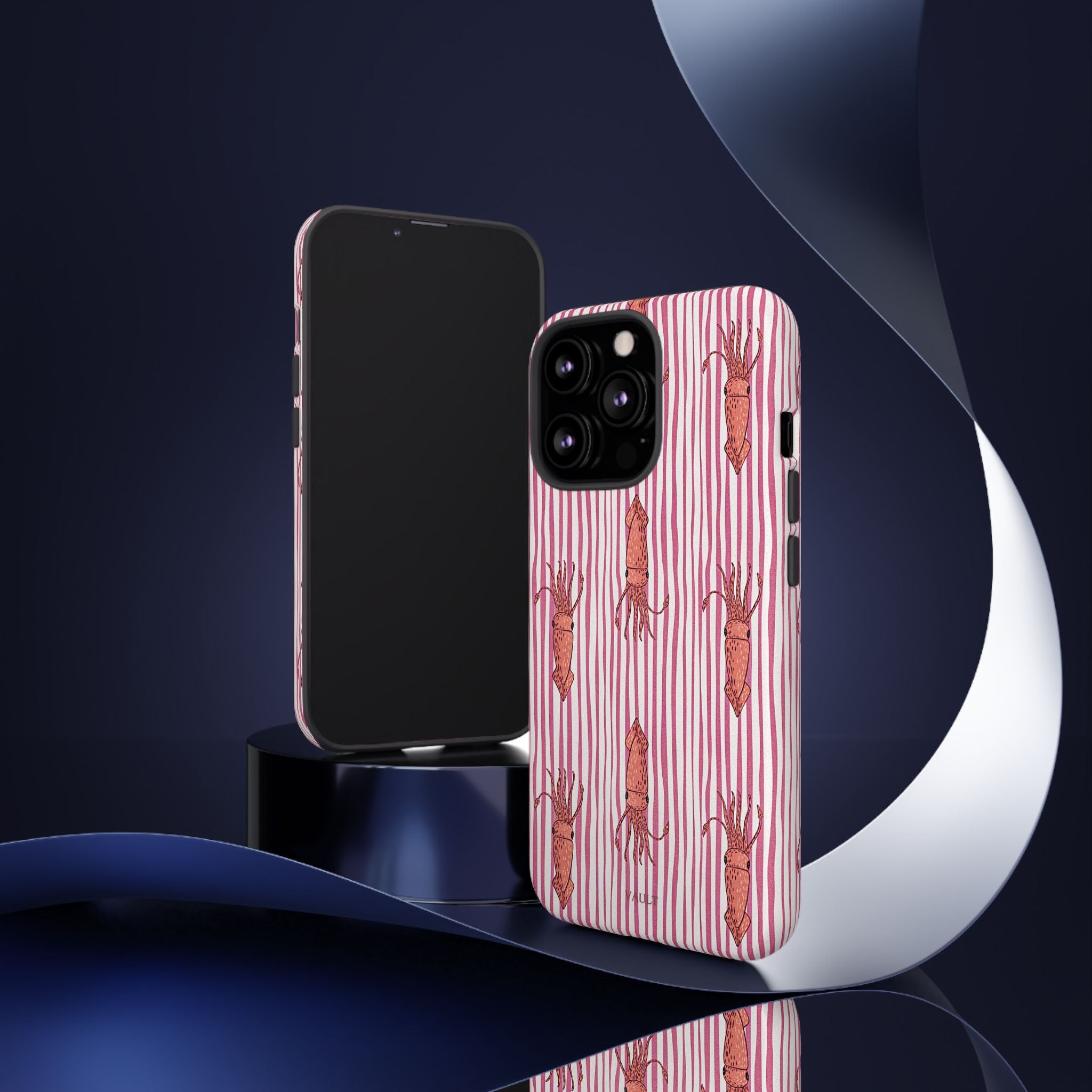 Cover per telefono con striscia di calamaro — Fantasia rosa di creature marine