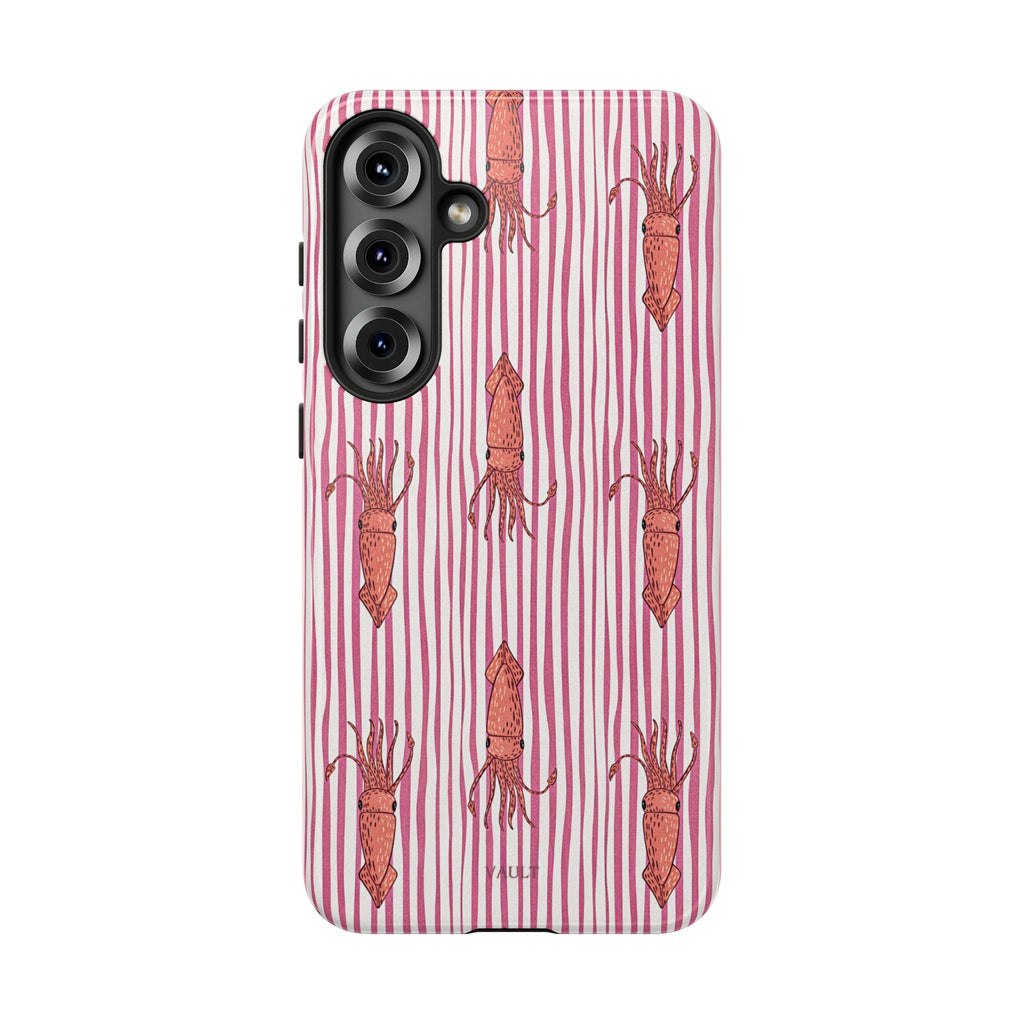 Cover per telefono con striscia di calamaro — Fantasia rosa di creature marine