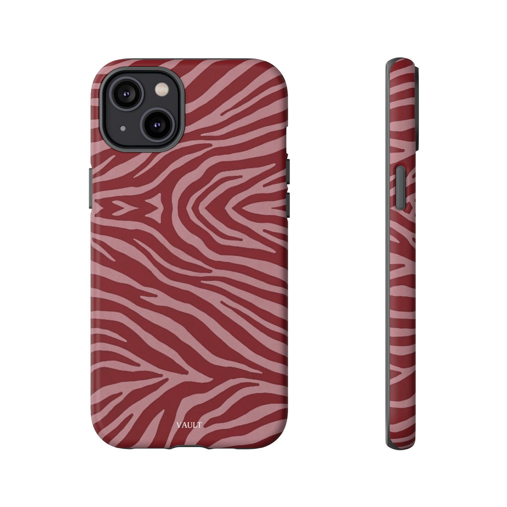 Cover robusta per telefono con stampa zebrata rossa